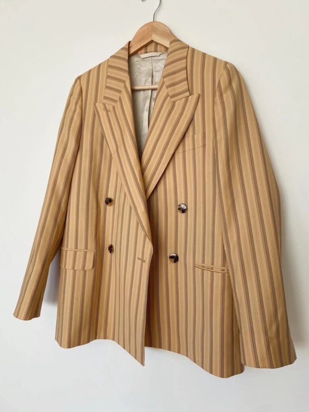 Acne Studios Butter Yellow Pinstriped Wool Blazer - Medium